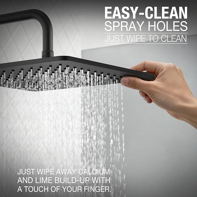 Lava Odoro 12-inch Square Bathtub and Shower Faucet Set Matte Black, Shower Trim Kit with Rough-in Valve High Pressure Black Rainfall Shower Head and Handle Set, (Valve Included), SF106-MB-T