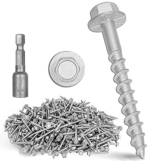 500-Pack Joist Hanger Screws, #9 x 1-1/2 Connector Screws, 1/4" Hex Head with 0.370"-Dia Compatibility with SD9112R500 and 10D Nails, Joist Connector Screw Pass 500 Hours Salt Spray Test