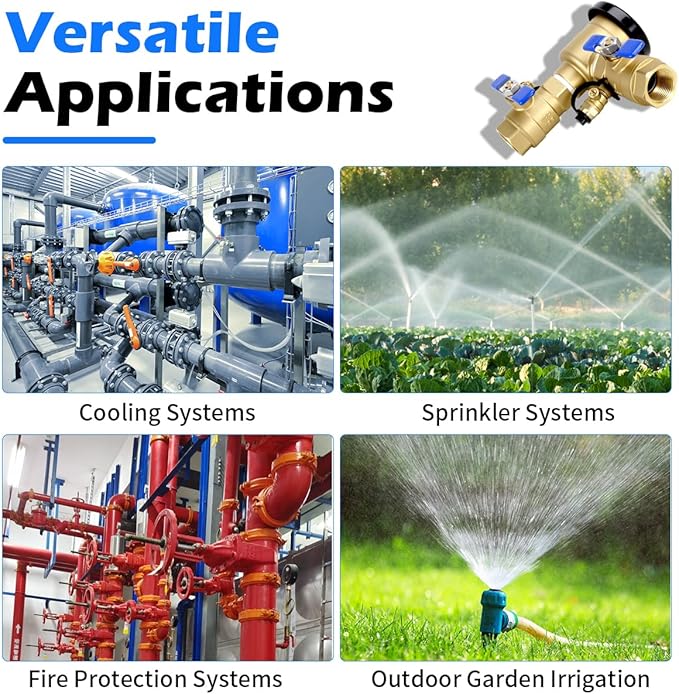 1" 720A Pressure Vacuum Breaker Assembly, 400PSI Heavy-Duty Brass Backflow Preventer Valve for Irrigation Systems, Lawn Sprinklers & Outdoor Water Lines, Prevent Backflow