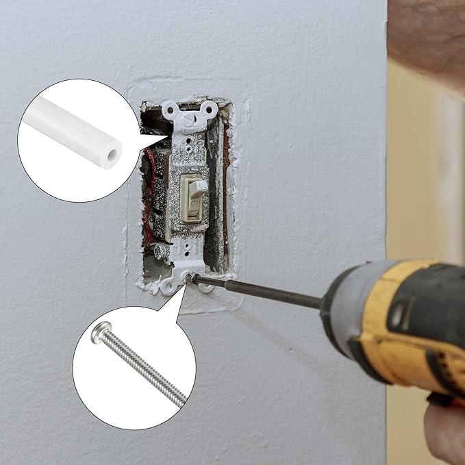 48 Pieces Electrical Outlet Spacers Extender Kit Includes 24 pcs 3 Inch Switch and 24 1-1/2 Inch 6-32 Thread Flat Head Device Mounting Extra Long Electrical Outlet Screws(White)