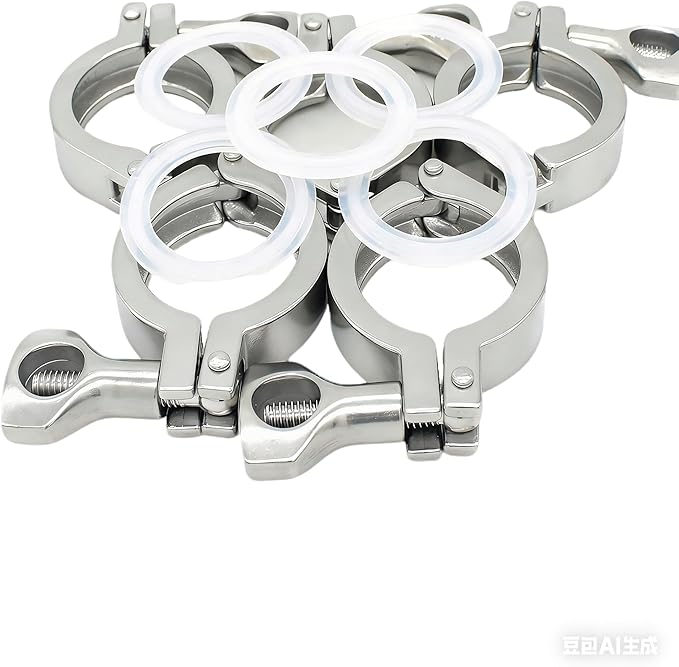 QiiMii Single Pin Heavy Duty 5 Pcs Tri Clamps with Wing Nut Ferrule TC 1.5 Inch Stainless Steel 304 Sanitary Fittings with Silicone Gasket