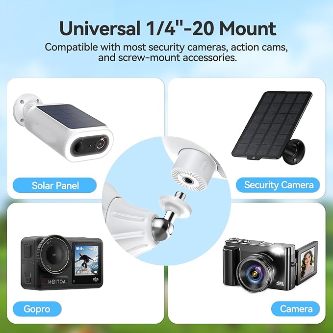 Magnetic Wall Mount for Security Cameras, Universal 1/4″ Screw, Adjustable Angle, Strong Magnet, No-Drill, Indoor/Outdoor, Tabletop & Wall Cameras, Compatible with Ring, Arlo, Wyze (White, 1 Pack)