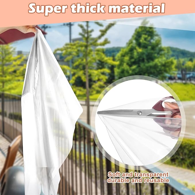 87 Inch X 20 ft Window Insulation Kit Cuttable Transparent Film with Adhesive Straps Reusable Window Plastic for Winterizing Thicken Thermal Waterproof Attic Insulation Cover Warm Winter