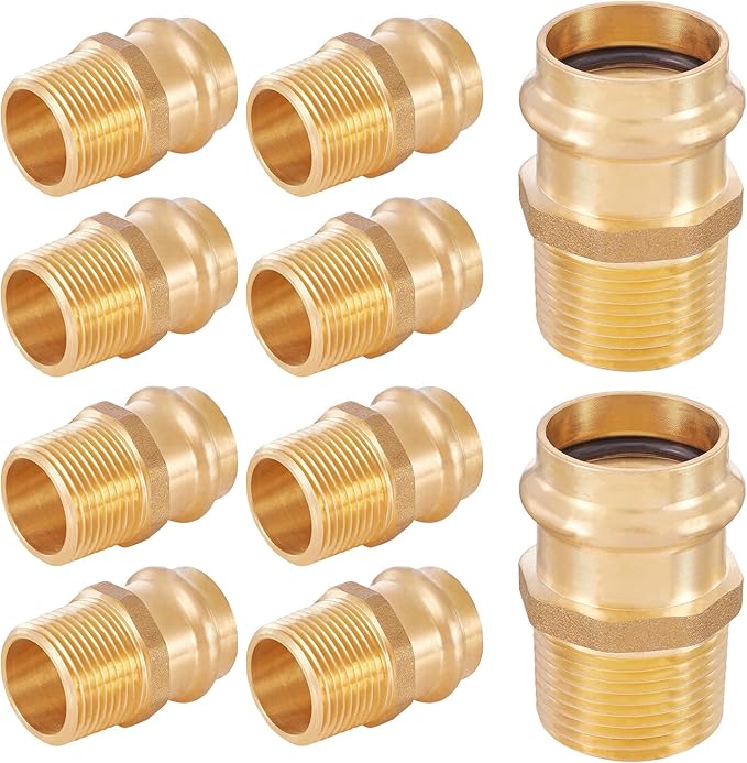 10-Pack HeSun Copper Press Fitting Adapter,1" Press X 1" Male NPT Adapter, LF Brass(PEX1807351-10)