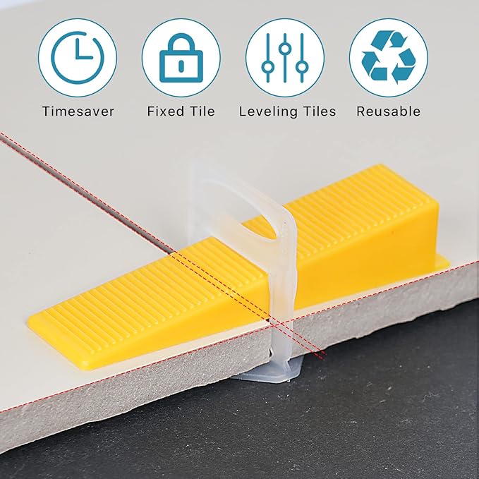 Upgraded Tile Leveling System 1/32" Kit - 600 Spacers, 200 Reusable Wedges & Floor Tile Pliers for Bathroom, Living Room Tile Installation(200+600, 1/32)