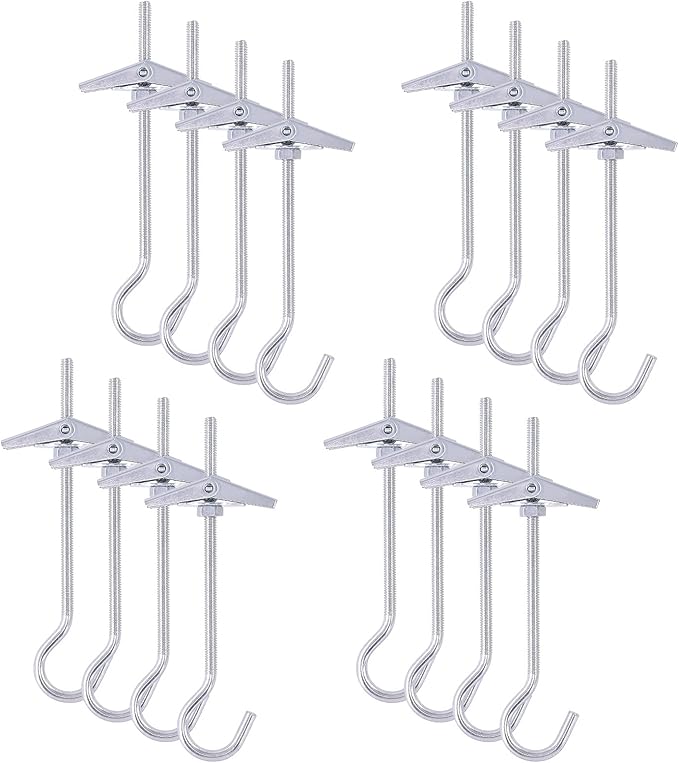 64Pcs M4×75 Heavy Duty Carbon Steel Ceiling Hooks Spring Toggle Wing Bolts Wall Fixing Ceiling Hooks Pothook Wall Fixing Anchors Ceiling for Hanging Plants