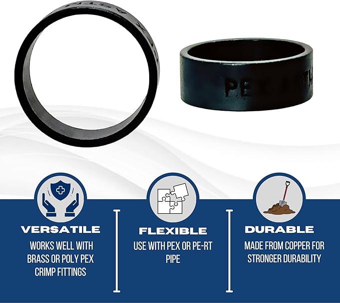XFITTING 5/8 Inch Copper Pex Ring Black Oxidized Surface, 100 Pieces