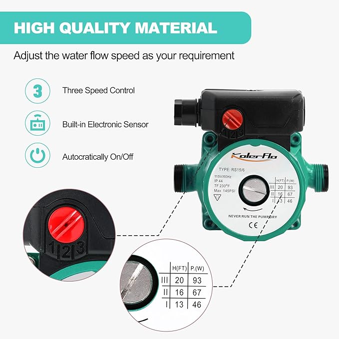 Water Recirculating Pump 3/4 Inch Circulating Water Pump for Water Heater System