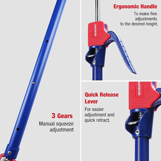 WORKPRO Cabinet Jack Support Pole, 18.5" to 29.5" Steel Telescopic Quick Support Rod Adjustable 3rd Hand Support System with 154 lbs Capacity for Cabinet Jack, Drywall Jack& Cargo Bars, 2-Pack