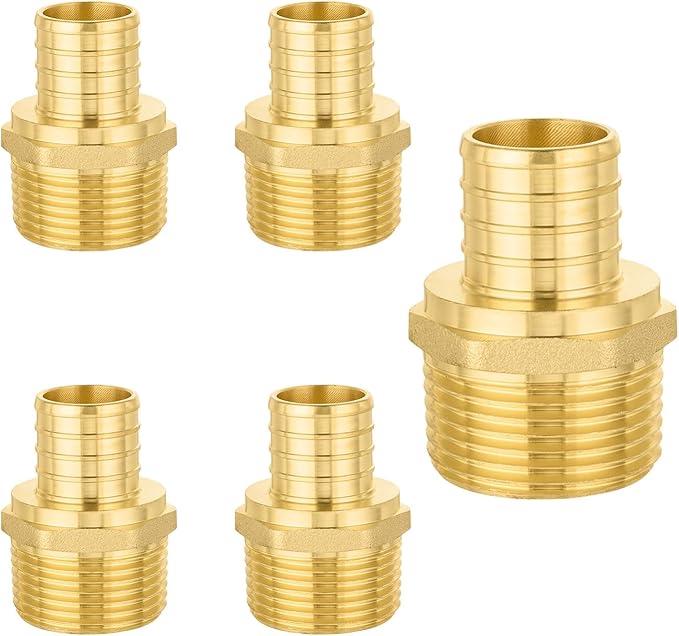 5-Pack PEX Fittings, 1/2" PEX x 1/2" Male Threaded NPT Adapter, ASTM F1807