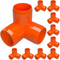 FORMUFIT 1/2” 3-Way Elbow Furniture Grade PVC Fitting in Orange, Made in USA, UV-Resistant, Impact-Proof, 0.840” Actual Socket Diameter (Pack of 10)