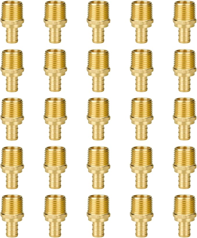 SUNGATOR 25-Pack 1/2" NPT to 1/2" PEX Male Adapter, No Lead Brass, NSF, UPC Certified