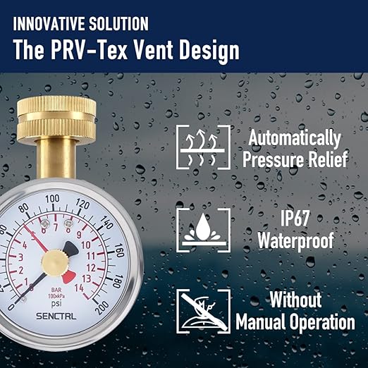 SENCTRL 0-200 Psi Water Pressure Gauge Test with Lazy Hand, Lead-Free, Waterproof, 2.5" Dial Size, 3/4" Female Garden Hose Thread, Stainless Steel Case, for Home Potable Water, House Tube