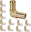 PEX Fittings 1/2 Inch, 12PCS Elbow Lead-Free Brass Connectors for PEX B Pipe, NSF UPC Certified, ASTM F1807, Compatible with Crimp/Clamp Rings (Hot/Cold Water, Hydronic Heating)