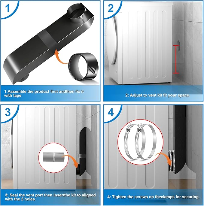 Upgrade Periscope Dryer Vent, 9.5-14.5" Adjustable Dryer Vent Connector Kit for Whirlpool and Tight Spaces - Flat & Slim Telescoping Dryer Vent Low Profile 4 Inch Duct Dryer Outlets