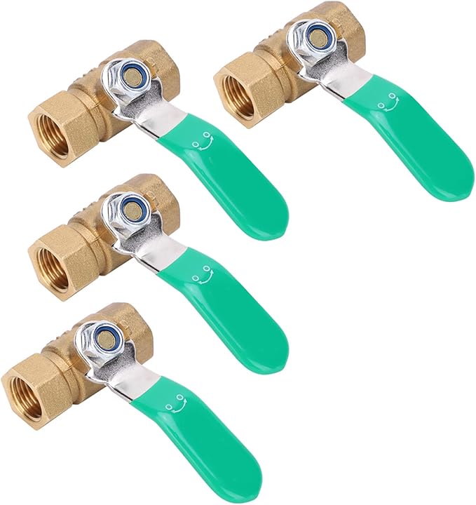 1/4in Female Thread Ball Valve, Brass Water Valve for Plumbing System, Thickened Brass Drain Shut Off Switch with Fixed Ball Structure, Automatic Pressure Relief Function