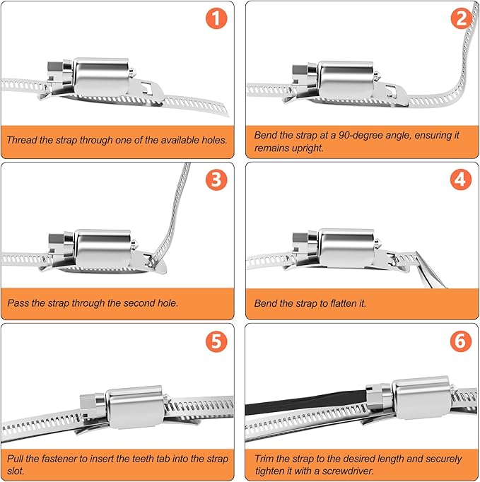 GASHER 32FT 304 Stainless Steel Hose Clamps DIY Kit, Metal Strapping with Holes + 25 Stronger Fasteners, Adjustable Pipe Worm Clamps, For Duct, Radiator, Fuel Line, Pool, Pipe