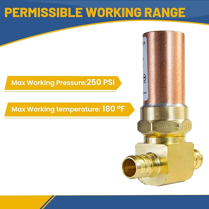 Water Hammer Arrestor,1/2Inch Tee Copper Water Arrestor,Pex Crimp Connection(1PACK,Copper Arrestor)(HAMMER010)
