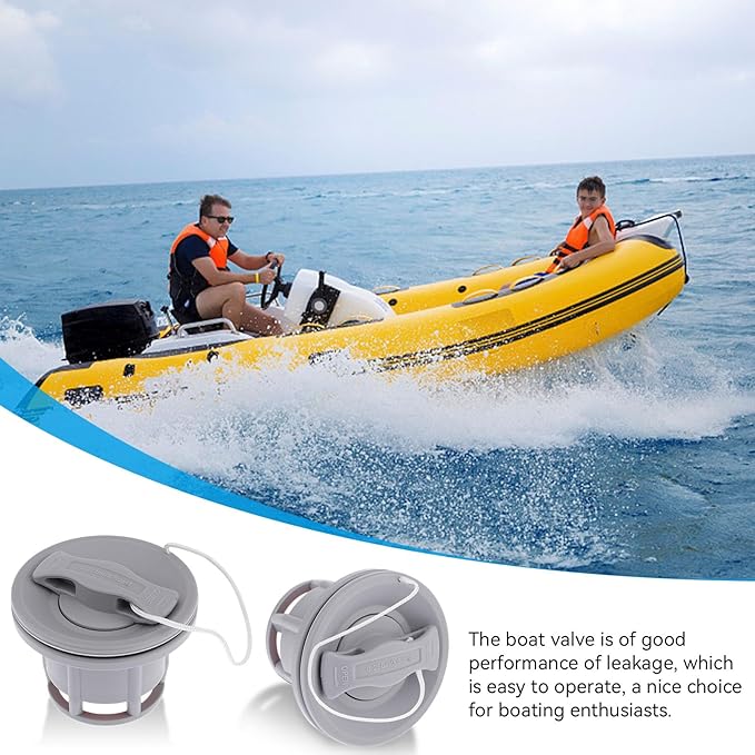 2pcs Inflatable Boat Air Valve Cap Plugs, Inflatable Boat Valve Gasket Air Track Valve for Inflatable Boat, Raft Dinghy, Canoe and Kayak Paddle Board Replacement Parts