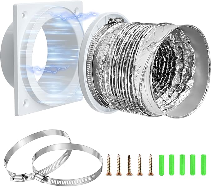Magnetic Dryer Vent Connector -Quick Connect Coupling,ABS Rust-Proof Housing,Airtight 4" Kit for Tight Spaces-Laundry Room,Closet,Apartment-Quick Snap Installation,Easy Clean