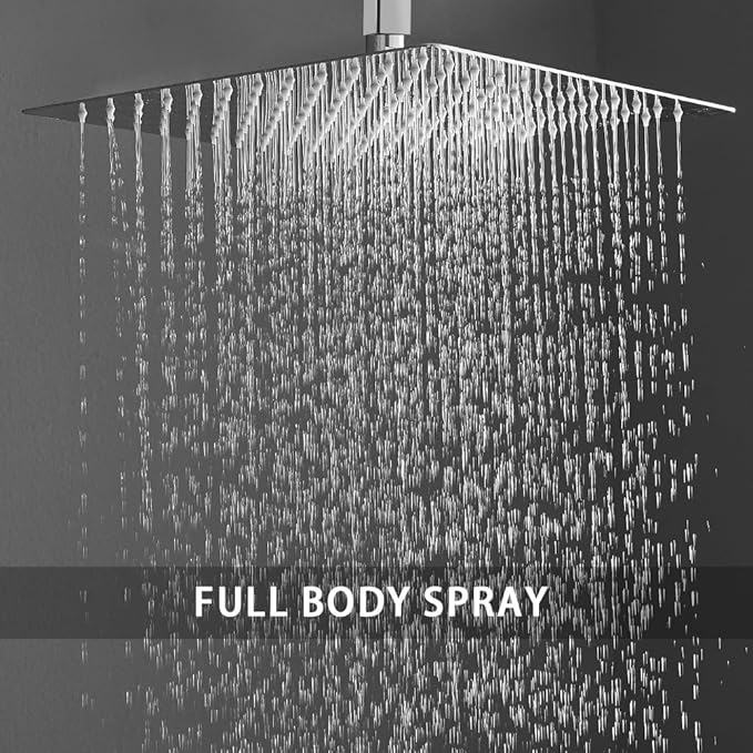 Polished Chrome Shower System Bathroom 16 Inch Rain Shower Head Ceiling Mount with Handheld Luxury High Pressure Shower Combo Set Shower Faucet Rough-in Valve Body and Trim Kit