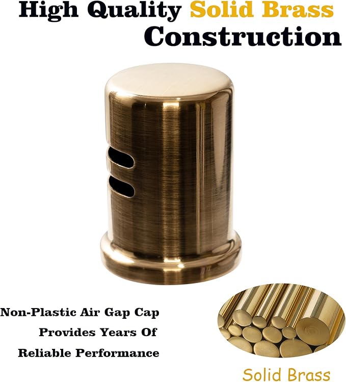 Dishwasher Air Gap Cover Bronze only, Skirted, Replacement air gap dishwasher,Solid Brass, Champagne Bronze Finish
