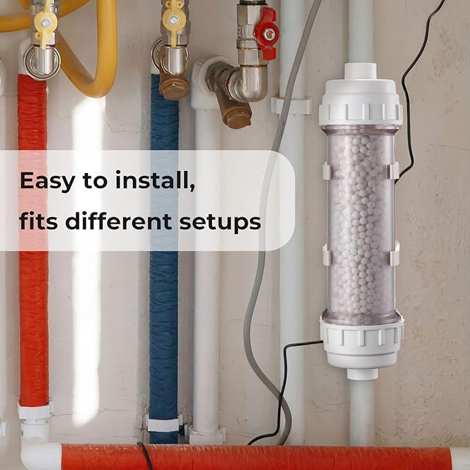 Lounsweer Condensate Neutralizer Kit with 925g Ceramic Balls, Transparent Tube with Complete Fittings, Wall-Mount Clamps, PVC Tubing & PTFE Tape, etc. for HVAC Furnace and Boiler, Replaceable Media