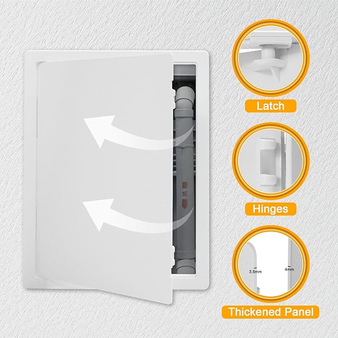 Suteck Plumbing Access Panel for Drywall Ceiling 12 x 16 Inch Reinforced Plastic Wall Access Doors Removable Hinged White