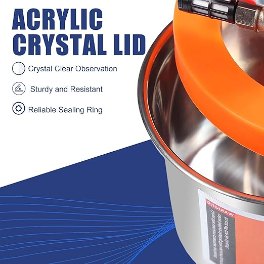 BACOENG 2 Quart Vacuum Chamber with Pump, Stainless Steel Degassing Chamber Kit for Resin, Silicone and Epoxies