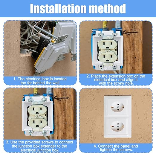 10Pcs BE2 Electrical Outlet Box Extenders with 40 PCS Screws, (2-Gang) Electrical Power Outlet Box Extender，Single Gang Box Extender Electric Box Extender 2 Gang Power Switch Receptacles Accessories