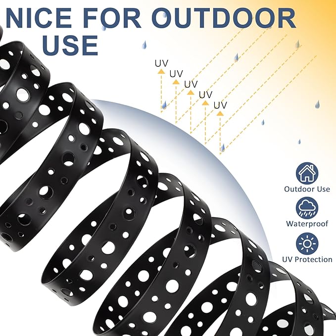 2Pack Metal Strap 1-Inch x 33FT 0.6mm Thickness for Pipe Support Pipe Hanger Strap Metal Strapping with Holes Black