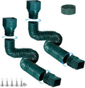 2 Pack Rain Gutter Downspout Extensions, Flexible Downspout Extender with 58"+68" Extendable Pipes for Rain Water Drainage, Durable Down Spout Drain Extension with Connector (Green)