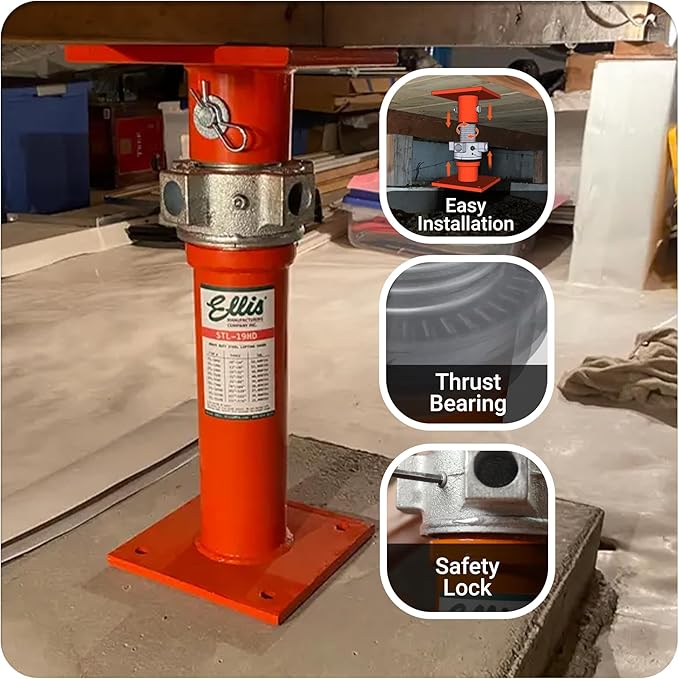 ELLIS Heavy-Duty Adjustable Steel Shore – Structural Support for Floor Leveling, Beams, and Concrete Reinforcement – 48,000 lb Safe Load Capacity – 19"-32" Adjustment