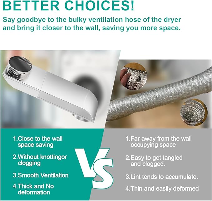 OEM Upgraded 304 stainless steel Dryer Vent,adjustable dryer vent Fit for Whirlpool and all 4in Dryer Vent Outlet,dryer vent kit for tight spaces,Periscope dryer vent,12-19 in telescoping dryer vent