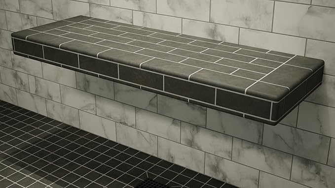 Floating Shower Bench Kit with Orange Waterproof Board - Original Shower Bench Bracket, Bath Bench Seat Bathroom Décor, Bathroom Accessories - (14X84)