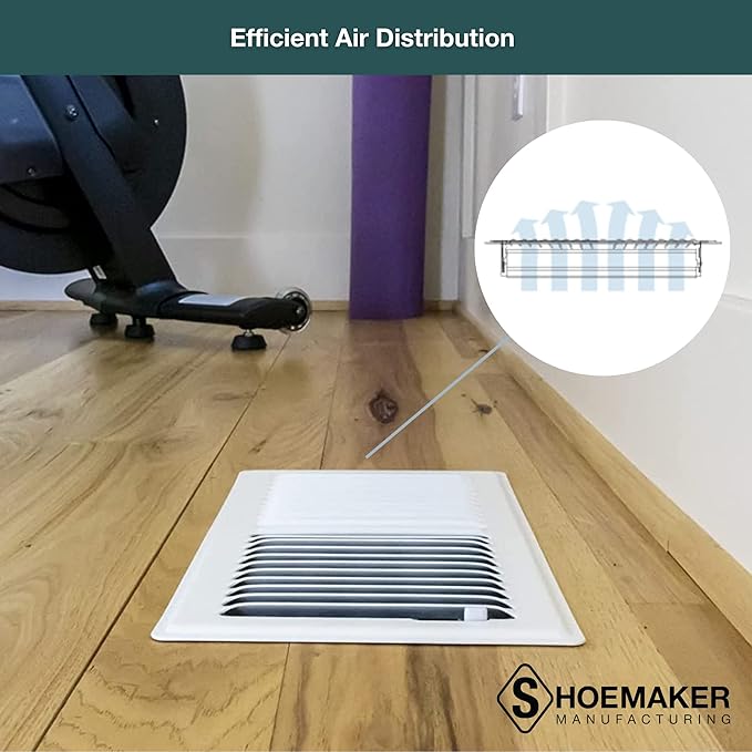 Shoemaker 6x12 Floor Register – Soft White Heavy Duty Metal Floor Vent Cover for Home Floors - Premium Forced Air Vent Covers