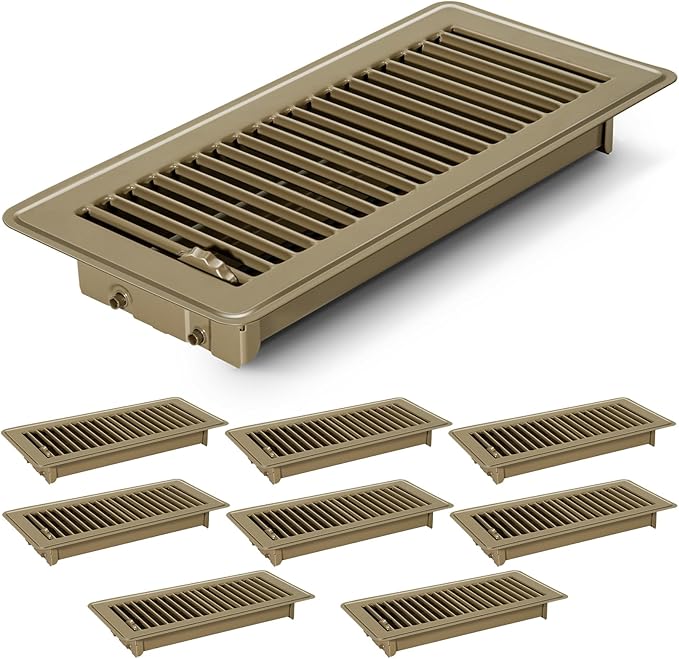 1 PCS Floor Vents Floor Registers 4x10 inch, Heavy Duty Metal Heat Air Vent Covers 4 X 10 with Rust Proof Finish for Home Office Wall Floor Registers Grilles & Vents (1, Brown, 4x10 Inches)