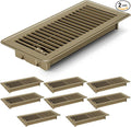 2 PCS Floor Vents Floor Registers 4x10 inch, Heavy Duty Metal Heat Air Vent Covers 4 X 10 with Rust Proof Finish for Home Office Wall Floor Registers Grilles & Vents (2, Brown, 4x10 Inches)