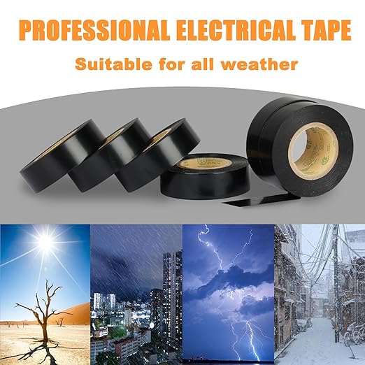 Electrical Tape Black, UL Approved, 9 Pack 0.7in X 33ft, Industrial Grade Vinyl Electrical Insulating Tape, Electric Tape for Improvement Electrical Equipment