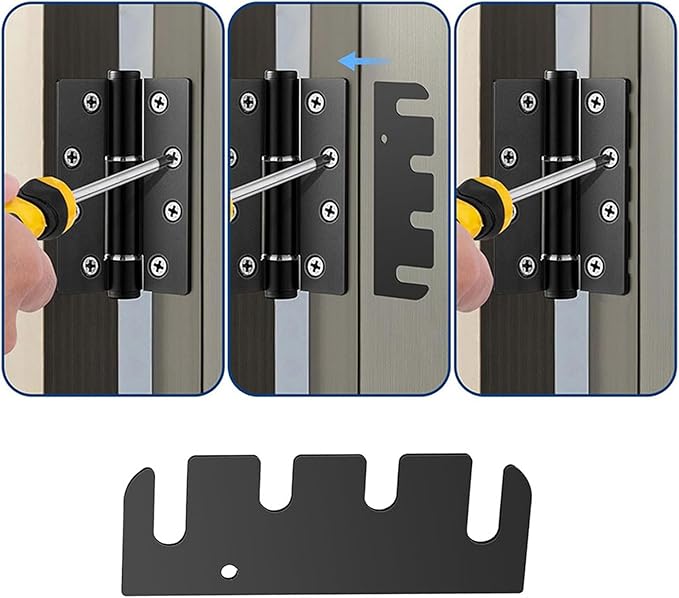 10Pcs Stainless Steel Door Hinge Spacer Plates Replacement Door Hardware Reinforcement Shims Easy to Installation Nonslip Metal Hinge Spacer