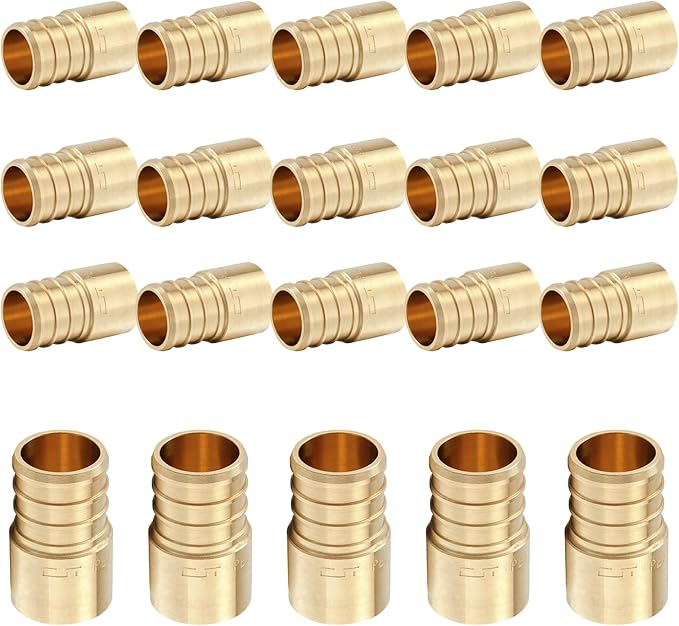 (20-Pack) PEX Fittings, Pex 3/4"x1/2" Female Sweat Copper Adapter, Brass Crimp Fittings, for PEX Tubing Pipe Plumbing, ASTM F1807(PEX1807133-20Pack)