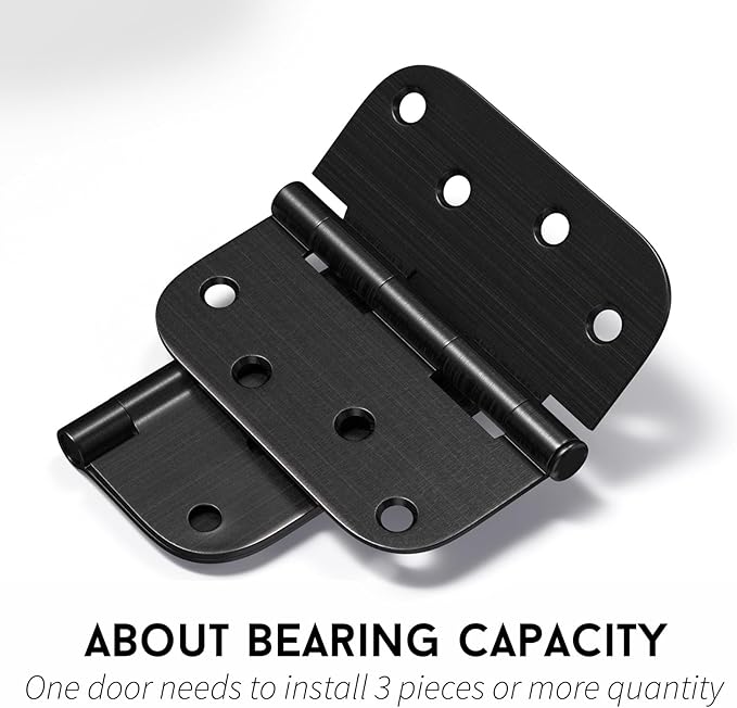 12 Pack goldenwarm 4 inch Oil Rubbed Bronze Door Hinges Exterior Door Hinges - Residential Hinges for Interior and Exterior Doors, 5/8" Radius Corners, Iron