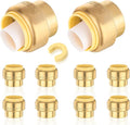 HeSun 10-Pack Pushfit Plug (End Cap), 1/2-Inch Push to Connect Plumbing Fittings with Disconnect Clip, Brass Push-fit Fittings for PEX, Copper, CPVC, PE-RT Pipes