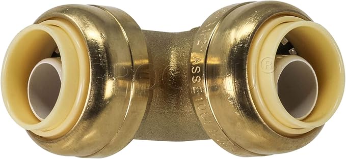 [10-Pack] PROCURU 1-Inch Pushfit 90-Degree Elbow, Push-to-Connect Brass Plumbing Fitting for Copper, PEX, CPVC, PE-RT Pipe (8X2016-10P)