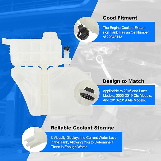 Engine Coolant Expansion Tank 22948113 Radiator Overflow Tank Automotive Engine Coolant Reservoir Tank for 2016 and Up Automotive Parts