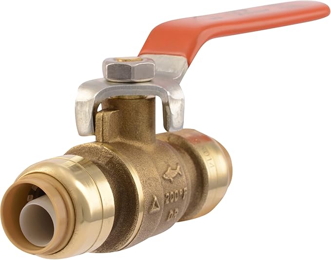 SharkBite 22222-0000LF Brass Push Ball Valves, 1/2
