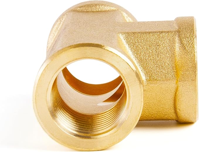 ChillWaves Brass Pipe Fitting, Tee 1/8" x 1/8" x 1/8" NPT Female Thread Adapter(3-PACK)