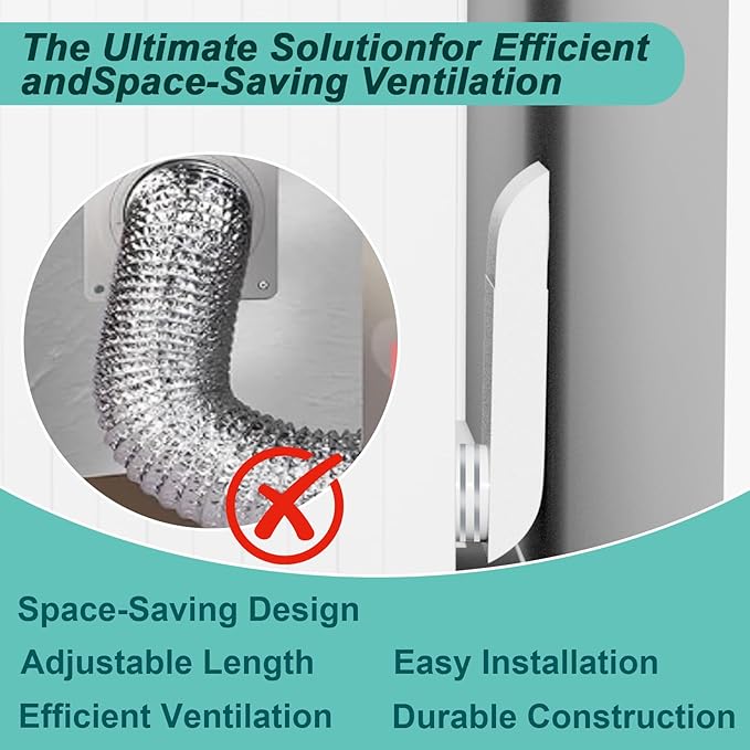 Periscope Dryer Vent Kit, Stainless Steel 4 Inch Telescoping Duct - Adjustable 9.5 to 14.5 Inch, Ultra Slim & Flat Low Profile Design for Tight Spaces Dryer Exhaust Vents