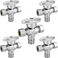 5-PCs HeSun Dual Compression Outlet Angle Stop Valve, 1/2" PEX-A Expansion x 3/8" OD Comp x 3/8" OD Comp, 1/4-Turn Shut Off Valve for Bathroom, ASTM F1960(VALVE128-5)