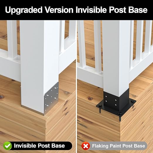 8"x 8" Post Base, 2Pcs Stainless Steel Adjustable Post Anchor Bracket(Internal 7.5" x 7.5"), Adjustable Post Base for Pavilion Deck Porch Handrail Railing Support Decorative Anchor Plate